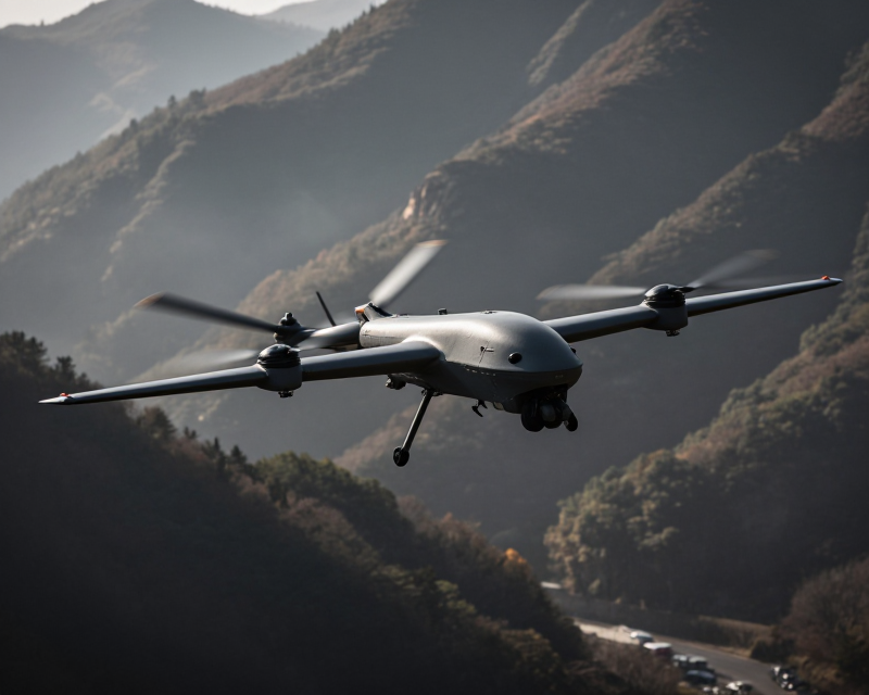 Military Drone in Border Landscape