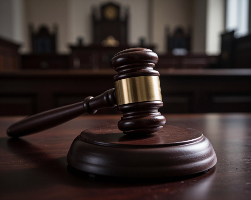 Judicial Gavel in Korean Courtroom