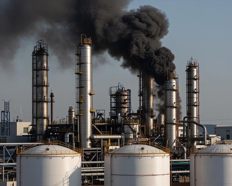 Industrial Fire Scene in Ulsan